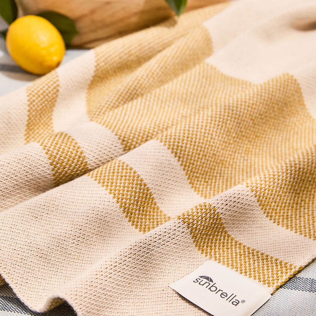 Limited Edition - Sunbrella® Signature Throw - Veranda Stripe Saffron